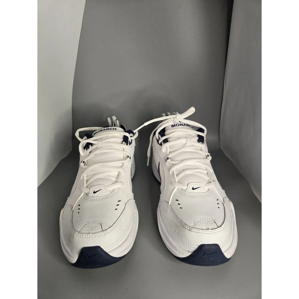 Nike Air Monarch IV White Navy Silver Mens Size 6.5 W 416355-102 Cross Trainer